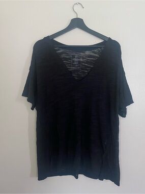 We The Free Distressed Black Short Sleeve V-Neck Tee